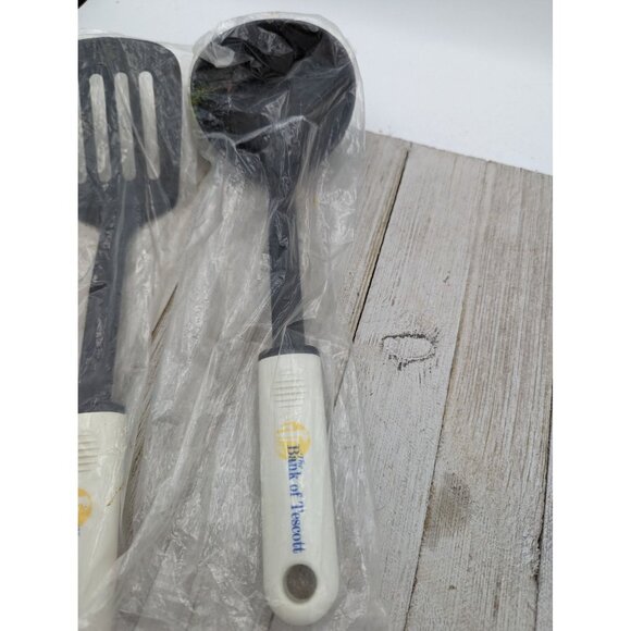 Set of 2 Nylon Utensils Ladle Slotted Spatula Turner Flipper Black Plastic - Picture 3 of 4